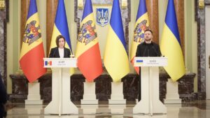 Спілкування Володимира Зеленського та Маї Санду з медіа